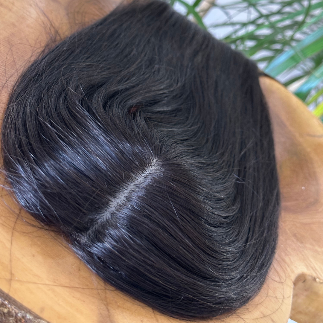 8x12 CM 16" Natural Black | Silk Base Topper | Premium Hair