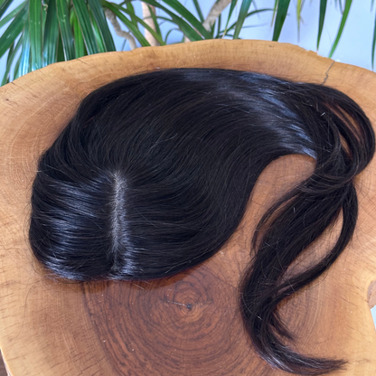 8x12 CM 16" Natural Black | Silk Base Topper | Premium Hair