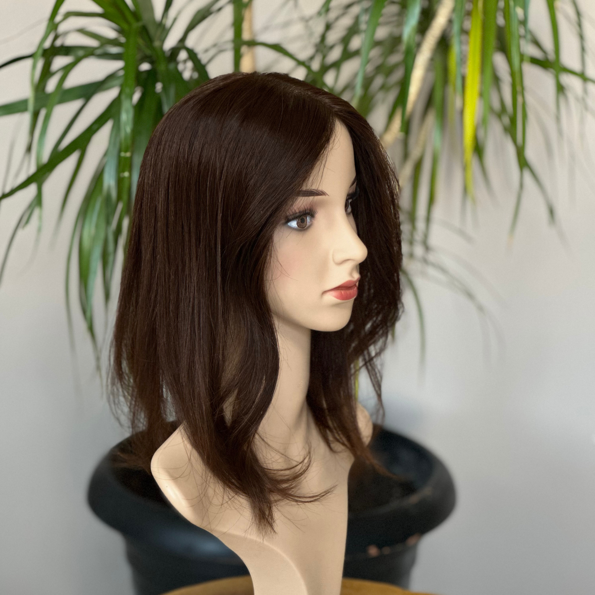 Human Hair Topper, Silk Base Topper , Virgin Human Hair, Alopecia, Premium Human Hair, Hair Loss, Handmade, Luxury Premium Hair, Dark Brown, Free Part, Realistic Skin Base