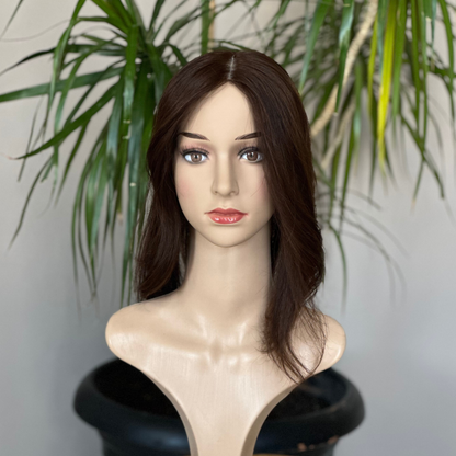 Human Hair Topper, Silk Base Topper , Virgin Human Hair, Alopecia, Premium Human Hair, Hair Loss, Handmade, Luxury Premium Hair, Dark Brown, Free Part, Realistic Skin Base