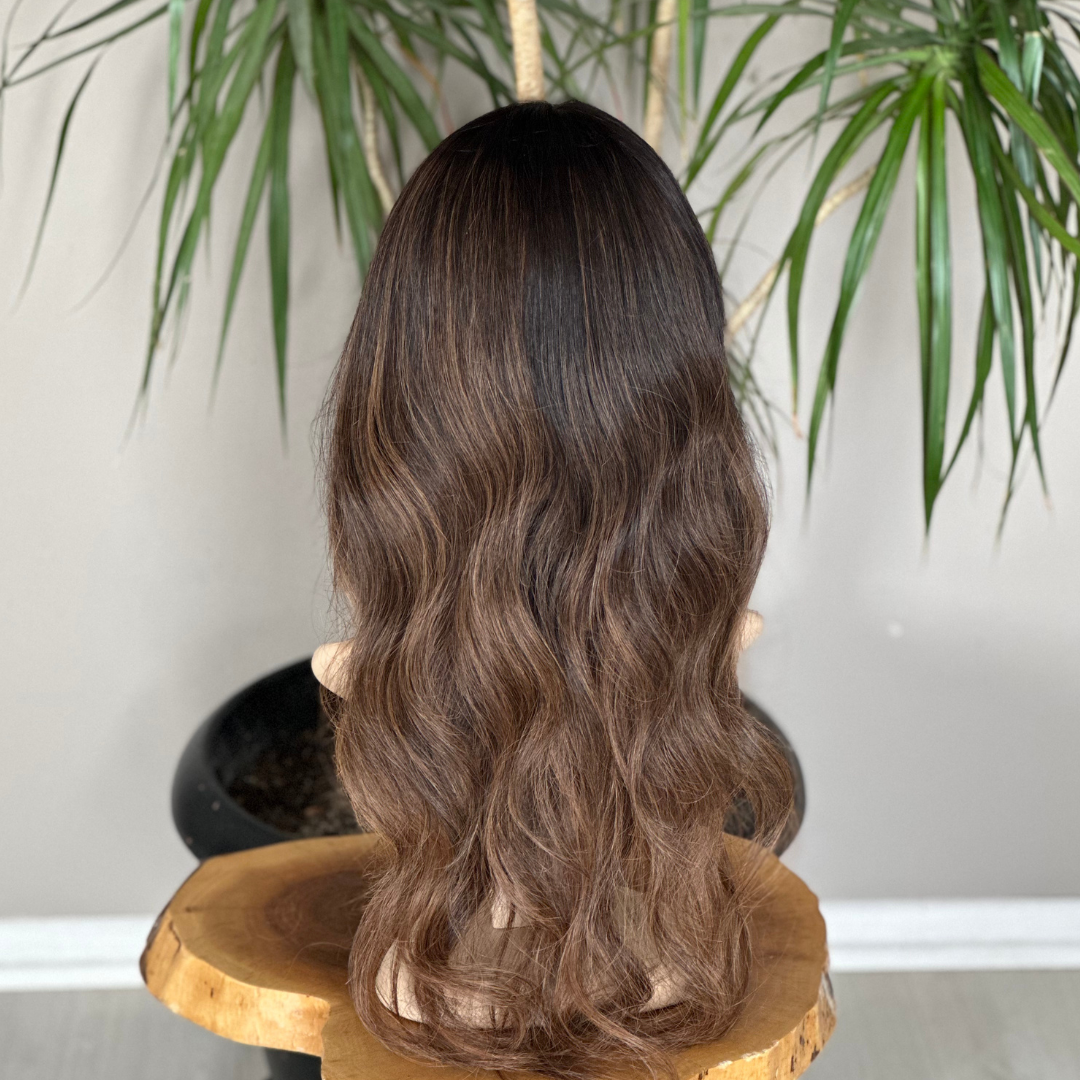 Luxury Silk Base Topper | Caramel Balayage | Women Hair Toupee