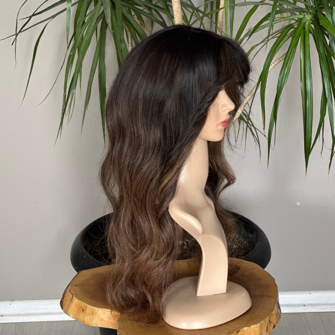 Luxury Silk Base Topper | Caramel Balayage | Women Hair Toupee