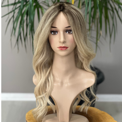 Human Hair Topper , Silk Base Topper, Blonde, Women Hair Toupee, Virgin Human Hair, Premium Human Hair, Natural Hair ,Realistic Skin Base, Fake Scalp, Hair Thinning, Hair Loss , Alopecia