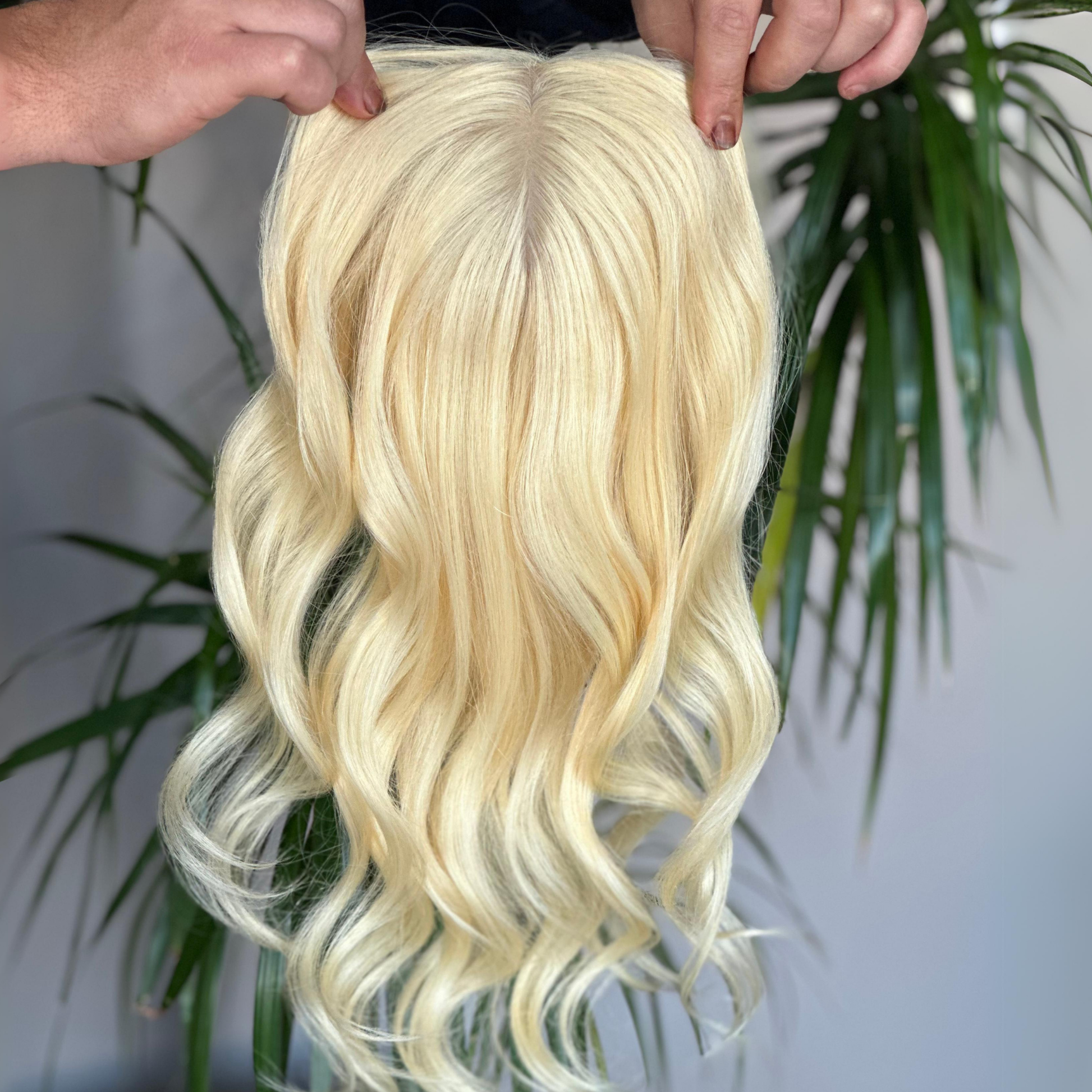 Luxury Human Hair Topper, Silk Base Topper, Blonde, Premium Human Hair, Handmade Topper, Real Human Hair, Realistic Skin Base, Customizable Topper, Fake Scalp, Hair Loss