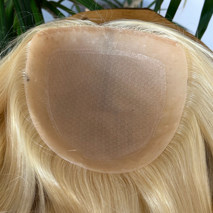 Luxury Human Hair Topper, Silk Base Topper, Blonde, Premium Human Hair, Handmade Topper, Real Human Hair, Realistic Skin Base, Customizable Topper, Fake Scalp, Hair Loss