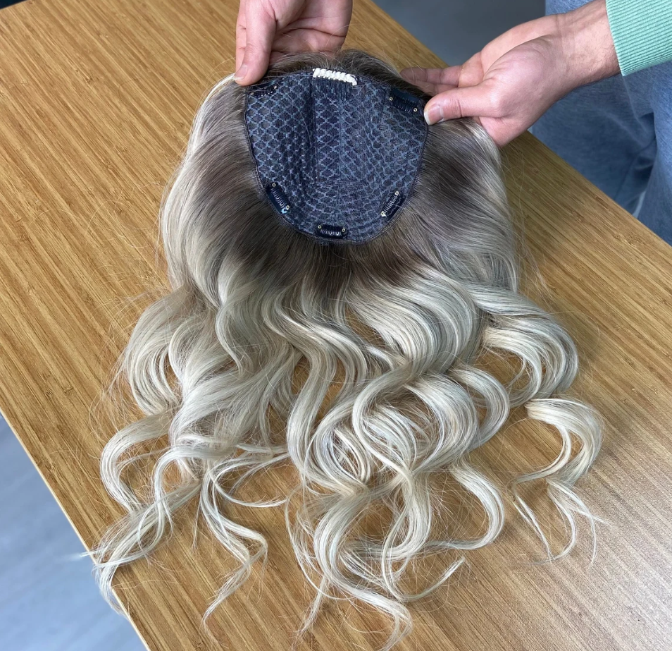 Human Hair Topper, Silk Base Topper, Natural Hair Topper, Virgin Hair, Blonde, Women Hair Topee, Silk Top Base , Alopecia,