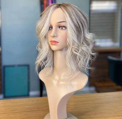 Luxury Human Hair Silk Base Topper,Blonde,No Slip Silicone, Alopecia, Premium Human Hair, Virgin Handmade Topper, HairLoss, Fake Scalp,Free Part