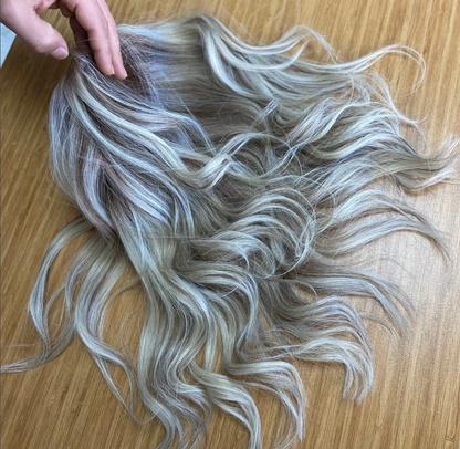 Luxury Human Hair Silk Base Topper,Blonde,No Slip Silicone, Alopecia, Premium Human Hair, Virgin Handmade Topper, HairLoss, Fake Scalp,Free Part