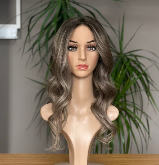 Luxury Human Hair Lace Base Topper,Blonde Balayage,No Slip Silicone, Alopecia,  Premium Human Hair, Virgin Handmade Topper, HairLoss, Fake Scalp,Free Part