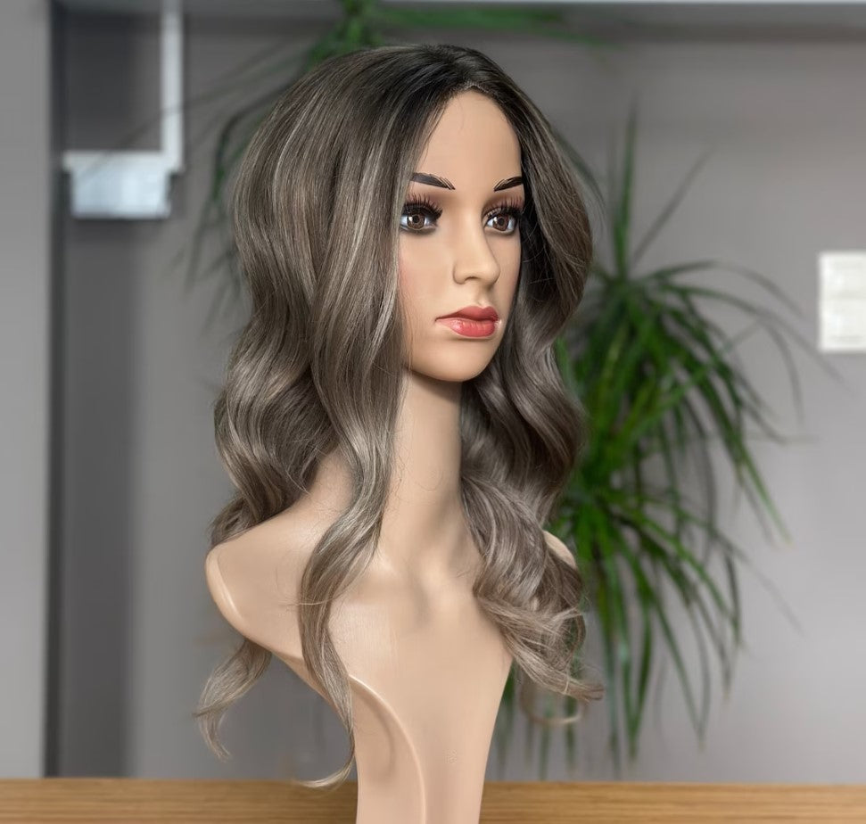 Luxury Human Hair Lace Base Topper,Blonde Balayage,No Slip Silicone, Alopecia,  Premium Human Hair, Virgin Handmade Topper, HairLoss, Fake Scalp,Free Part