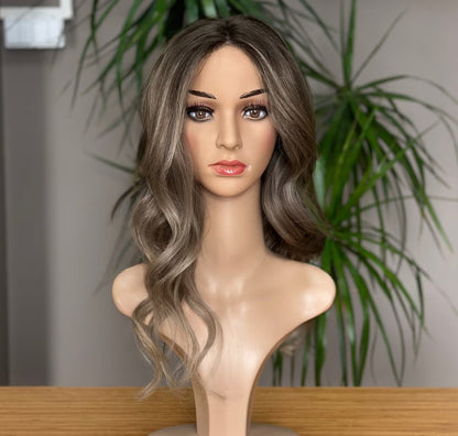 Luxury Human Hair Lace Base Topper,Blonde Balayage,No Slip Silicone, Alopecia,  Premium Human Hair, Virgin Handmade Topper, HairLoss, Fake Scalp,Free Part