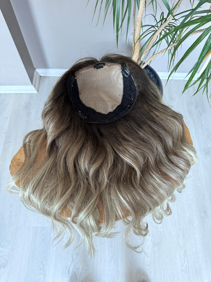 Luxury Silk Base Topper 8x8" | Ash Blonde Balayage