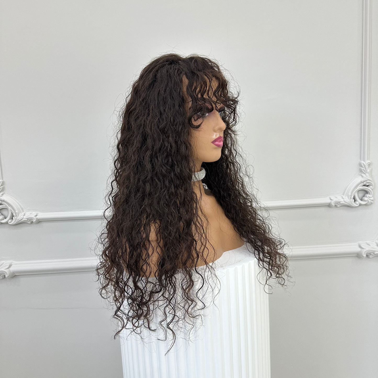 luxury human hair topper, cury hair topper, natural curly hair, curly hair, virgin human hair, natural color, handmade topper, women hairpiece,  women hairtoupee, premium human hair topper, realistic skin base, lace base topper, topper with bangs, 