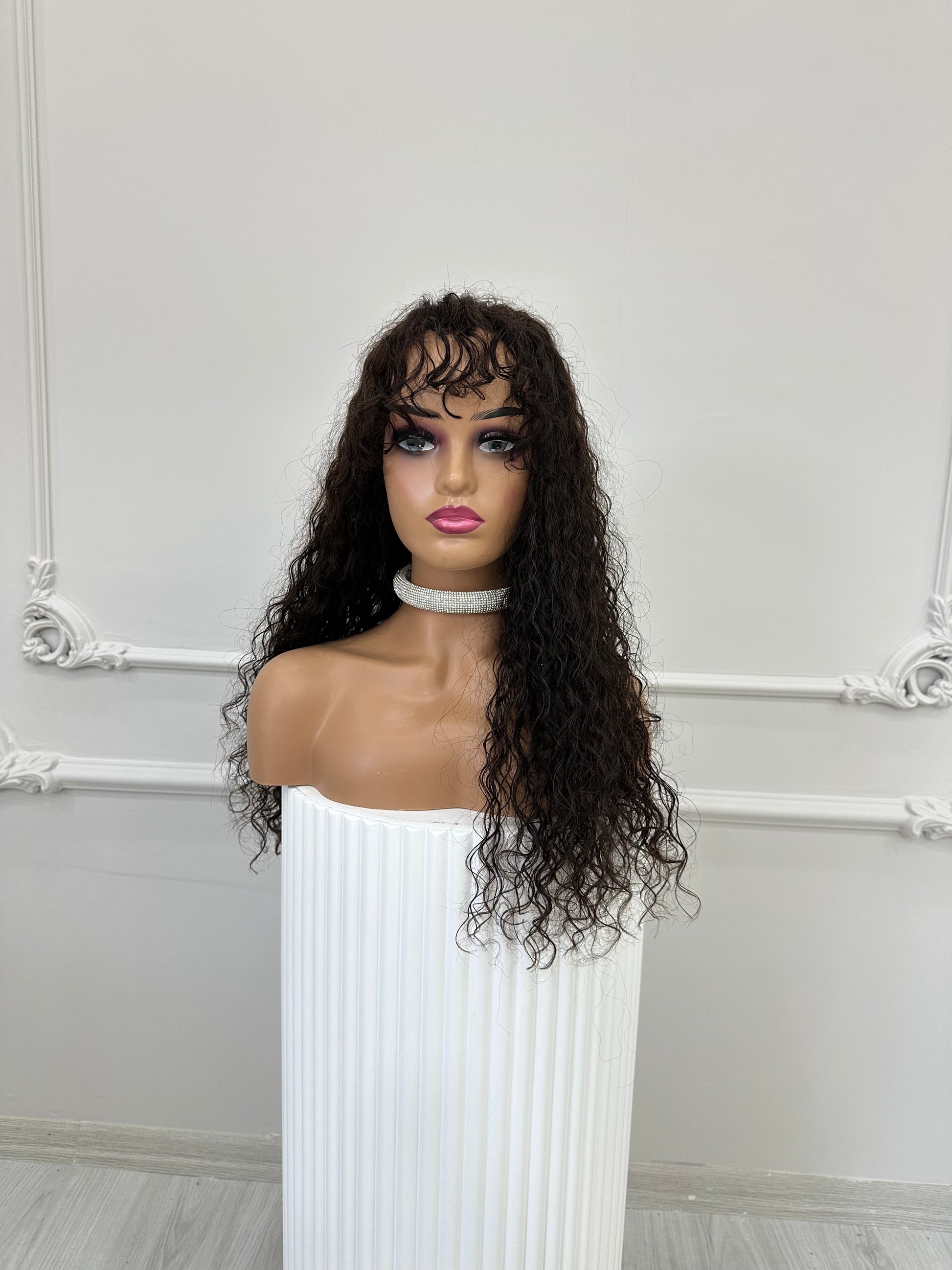 luxury human hair topper, cury hair topper, natural curly hair, curly hair, virgin human hair, natural color, handmade topper, women hairpiece,  women hairtoupee, premium human hair topper, realistic skin base, lace base topper, topper with bangs, 