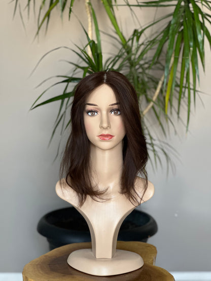 Luxury Human Hair Silk Base Topper | 5x5" Dark Brown | Premium Hair