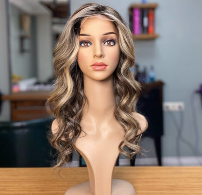 Ash Blonde Balayage,No Slip Silicone, Alopecia , Balayage , Luxury Human Hair Topper, Premium Human Hair, Lace Base, Virgin Handmade Topper, HairLoss, Fake Scalp,Free Part