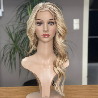 Luxury Human Hair Lace Base Topper,Baby Blonde,No Slip Silicone, Alopecia, Premium Human Hair, Virgin Handmade Topper, HairLoss, Fake Scalp,Free Part