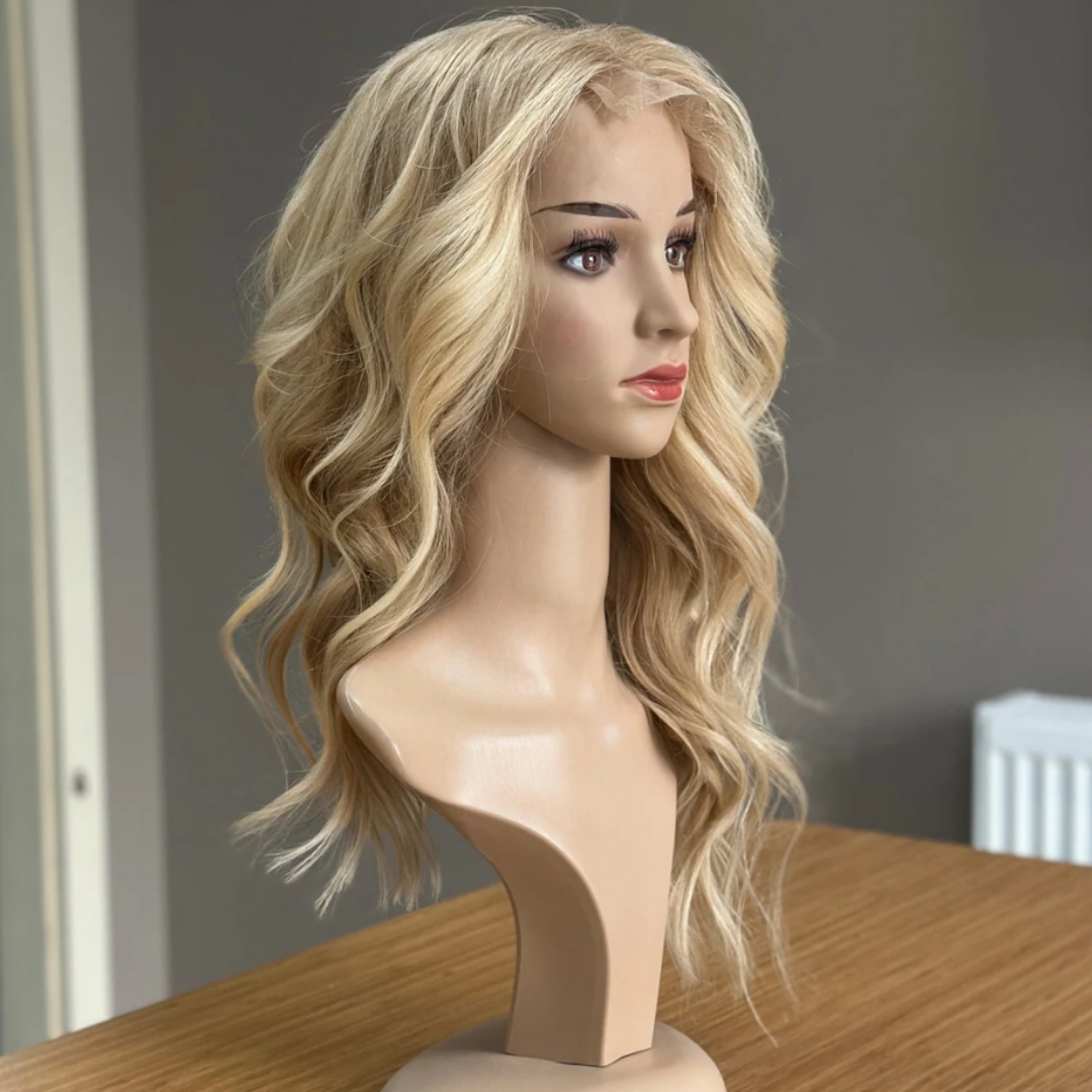 Luxury Human Hair Lace Base Topper,Baby Blonde,No Slip Silicone, Alopecia, Premium Human Hair, Virgin Handmade Topper, HairLoss, Fake Scalp,Free Part