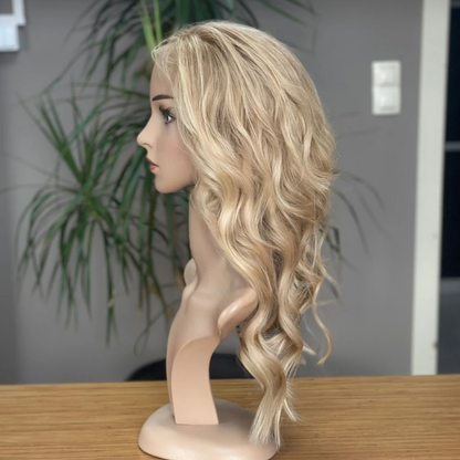 Luxury Human Hair Lace Base Topper,Baby Blonde,No Slip Silicone, Alopecia, Premium Human Hair, Virgin Handmade Topper, HairLoss, Fake Scalp,Free Part