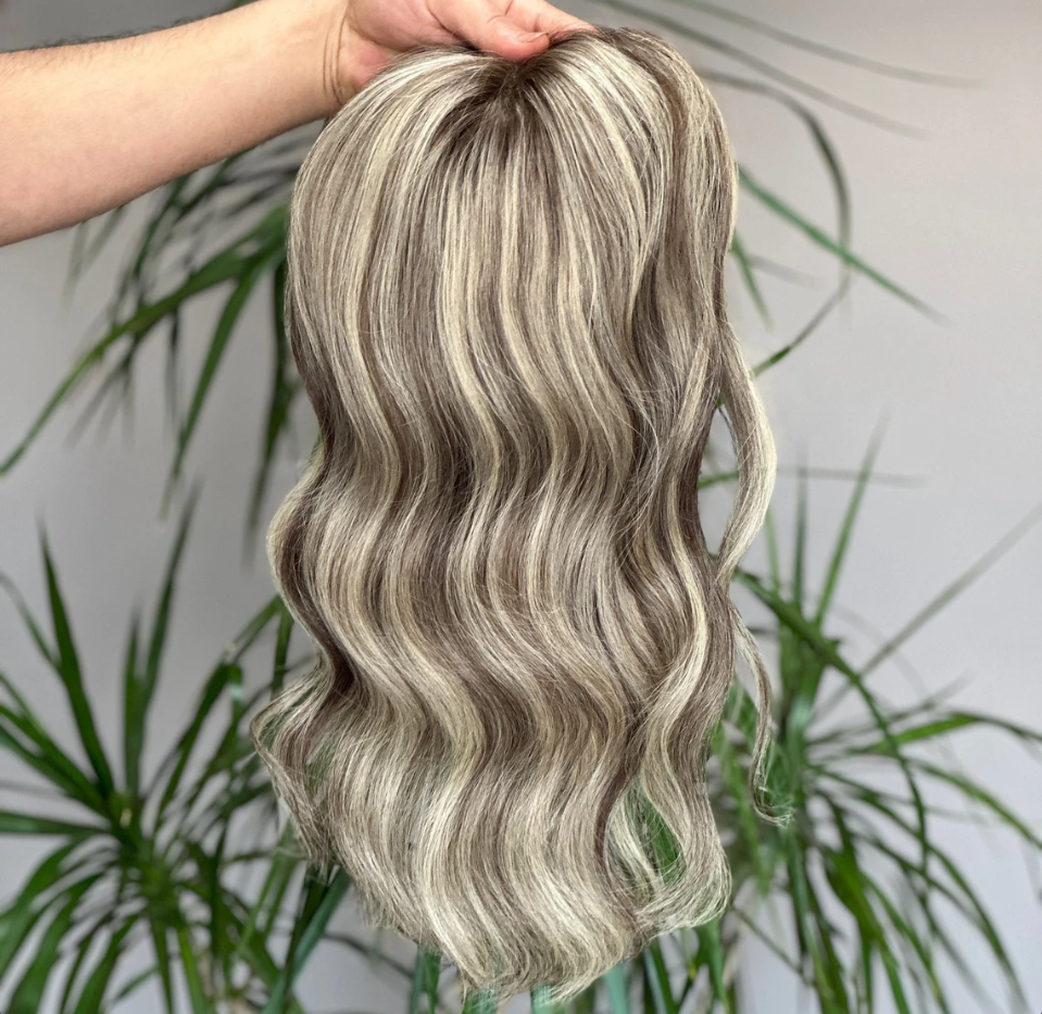 Luxuriöses Echthaar-Topper | Blondes Balayage | 6*6 | Geschenk für Sie