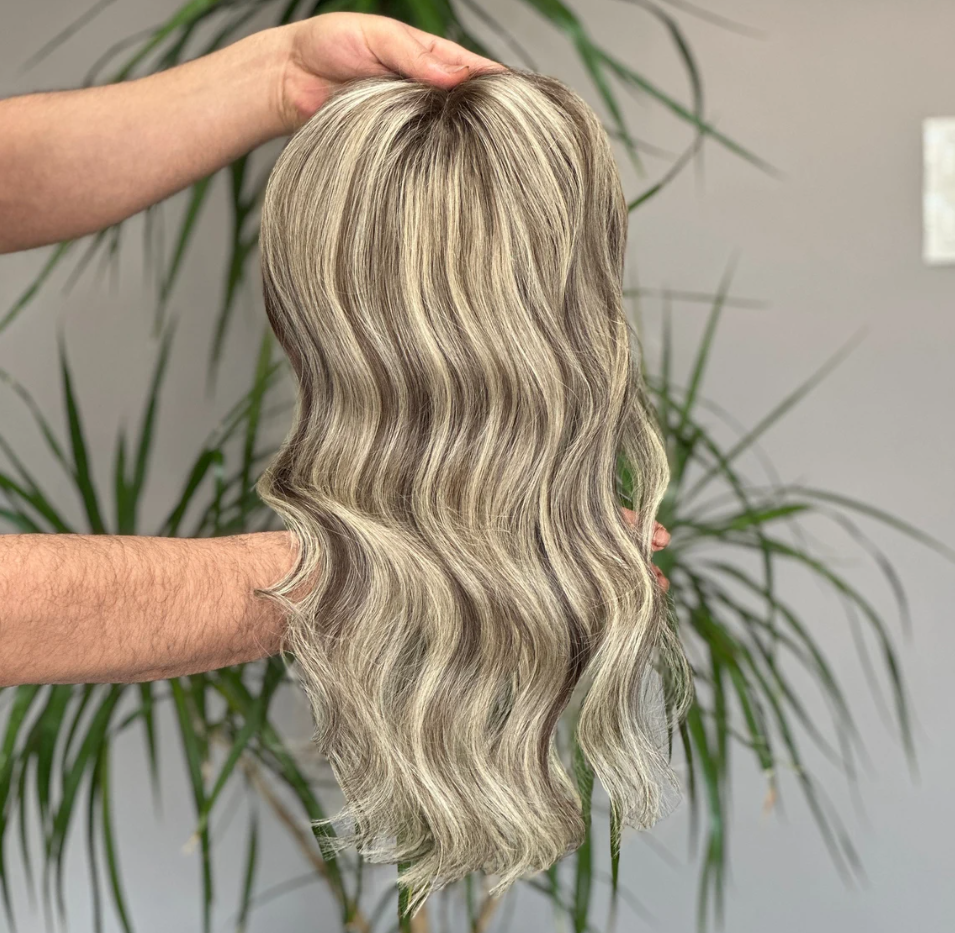 Luxuriöses Echthaar-Topper | Blondes Balayage | 6*6 | Geschenk für Sie