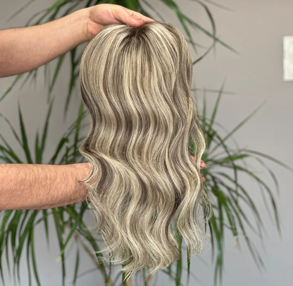 Luxuriöses Echthaar-Topper | Blondes Balayage | 6*6 | Geschenk für Sie