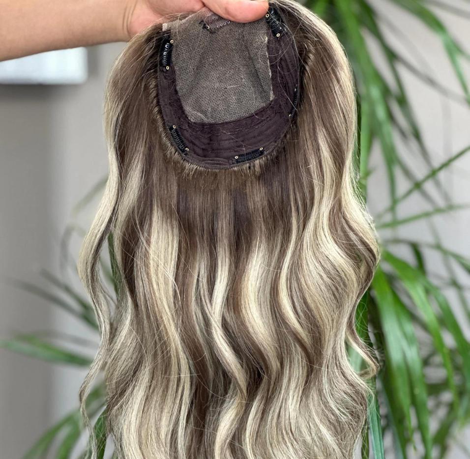 Luxuriöses Echthaar-Topper | Blondes Balayage | 6*6 | Geschenk für Sie