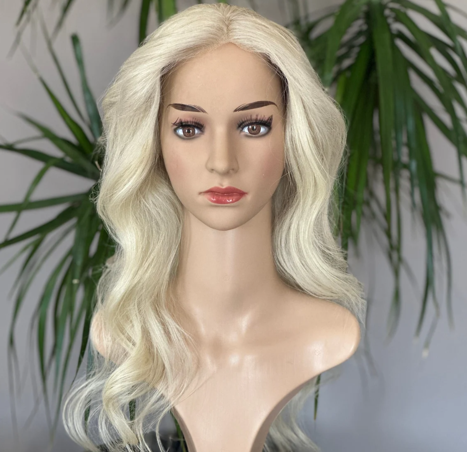 Luxury Human Hair Lace Base Topper, Bleach Blonde,No Slip Silicone, Alopecia, Premium Human Hair, Virgin Handmade Topper, HairLoss, Fake Scalp,Free Part