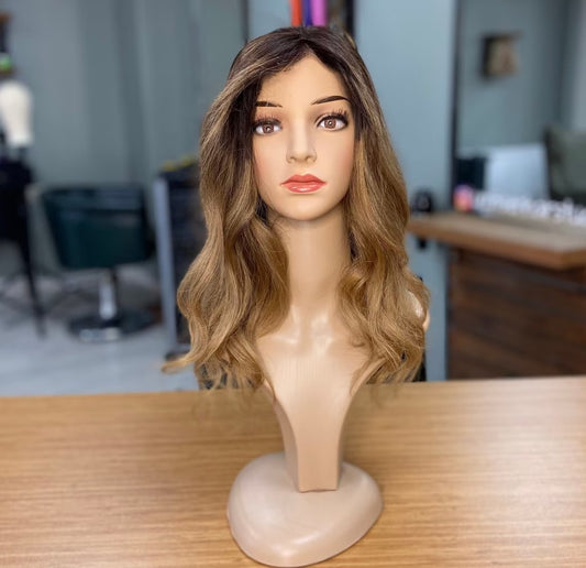 Luxury Human Hair Lace Base Topper,Blonde Balayage,No Slip Silicone, Alopecia,  Premium Human Hair, Virgin Handmade Topper, HairLoss, Fake Scalp,Free Part