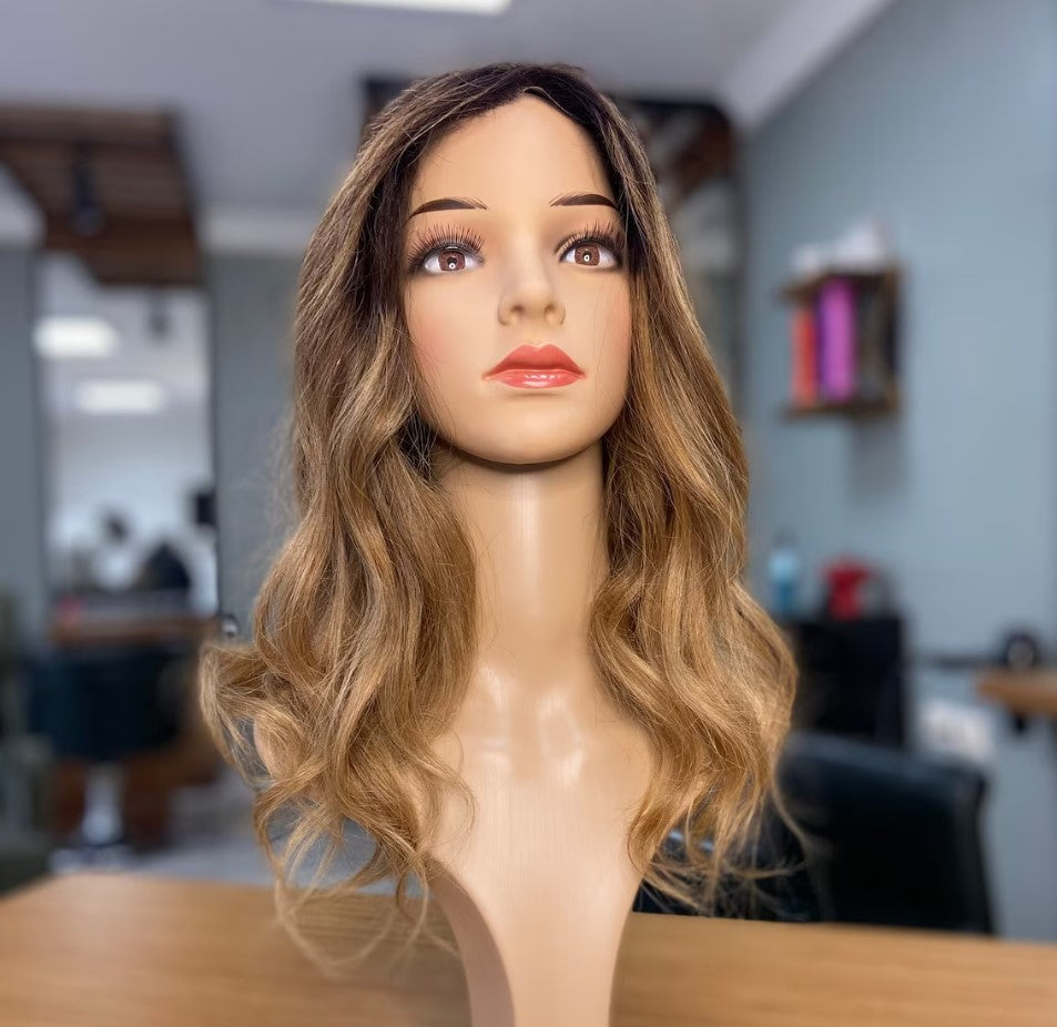 Luxury Human Hair Lace Base Topper,Blonde Balayage,No Slip Silicone, Alopecia,  Premium Human Hair, Virgin Handmade Topper, HairLoss, Fake Scalp,Free Part