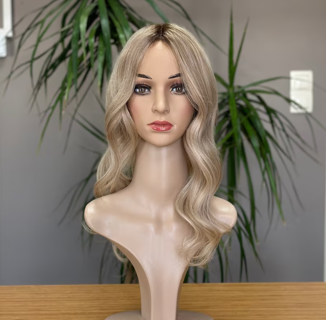 Injection Silk Base Topper ,Blonde Balayage,Medical Topper,No Slip Silicone, Alopecia , Balayage , Luxury Human Hair Topper, Premium Human Hair, Silk Base, Virgin Handmade Topper, HairLoss, Fake Scalp