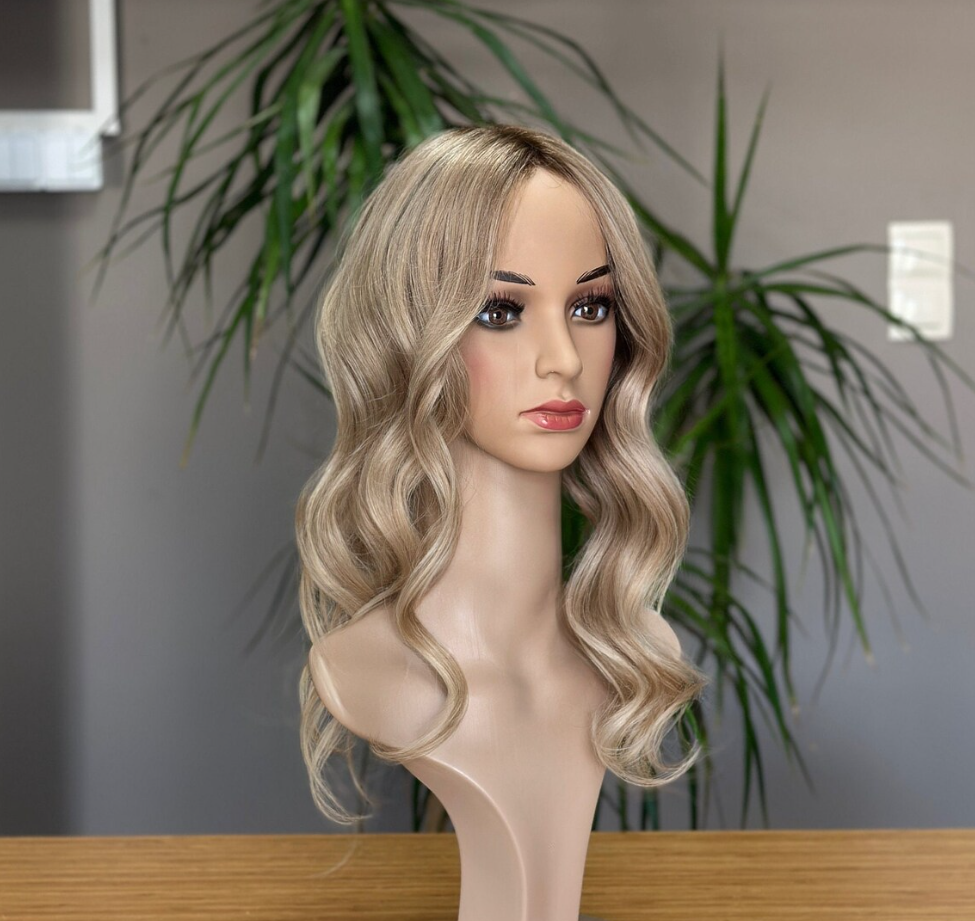 Injection Silk Base Topper ,Blonde Balayage,Medical Topper,No Slip Silicone, Alopecia , Balayage , Luxury Human Hair Topper, Premium Human Hair, Silk Base, Virgin Handmade Topper, HairLoss, Fake Scalp