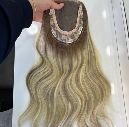 Luxuriöse Echthaar-Perücken | Spitzenfront | Blondes Balayage | Chemotherapie bei Haarausfall | Geschenk für Sie