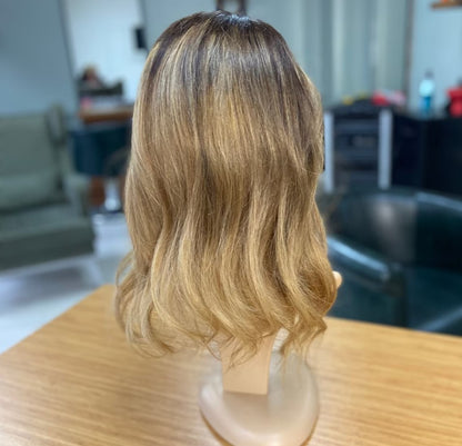 Luxury Human Hair Lace Base Topper,Blonde Balayage,No Slip Silicone, Alopecia,  Premium Human Hair, Virgin Handmade Topper, HairLoss, Fake Scalp,Free Part