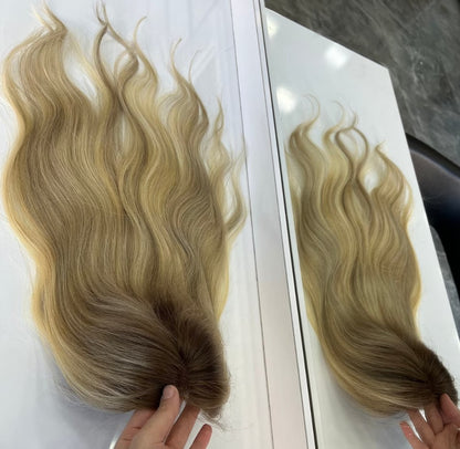 Luxuriöse Echthaar-Perücken | Spitzenfront | Blondes Balayage | Chemotherapie bei Haarausfall | Geschenk für Sie