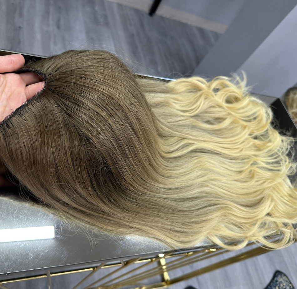 Luxury Human Hair Wig,Blonde Balayage ,No Slip Silicone, Alopecia, Premium Human Hair, Virgin Handmade Wig, HairLoss, Fake Scalp,Free Part