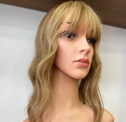 Luxury Human Hair Silk Base Topper,Baby Blonde Ombre ,No Slip Silicone, Alopecia, Premium Human Hair, Virgin Handmade Topper, HairLoss, Fake Scalp,Free Part