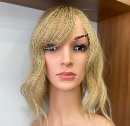 Luxury Human Hair Silk Base Topper,Baby Blonde Ombre ,No Slip Silicone, Alopecia, Premium Human Hair, Virgin Handmade Topper, HairLoss, Fake Scalp,Free Part