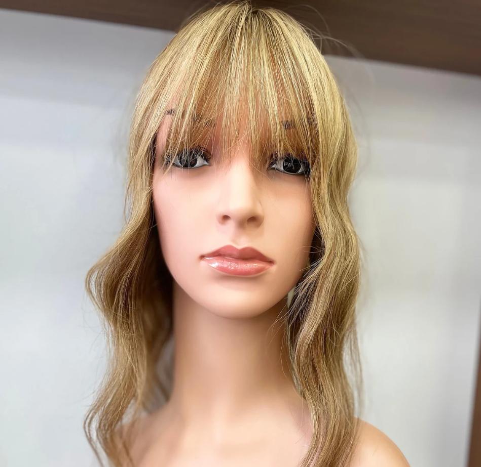 Luxury Human Hair Silk Base Topper,Baby Blonde Ombre ,No Slip Silicone, Alopecia, Premium Human Hair, Virgin Handmade Topper, HairLoss, Fake Scalp,Free Part