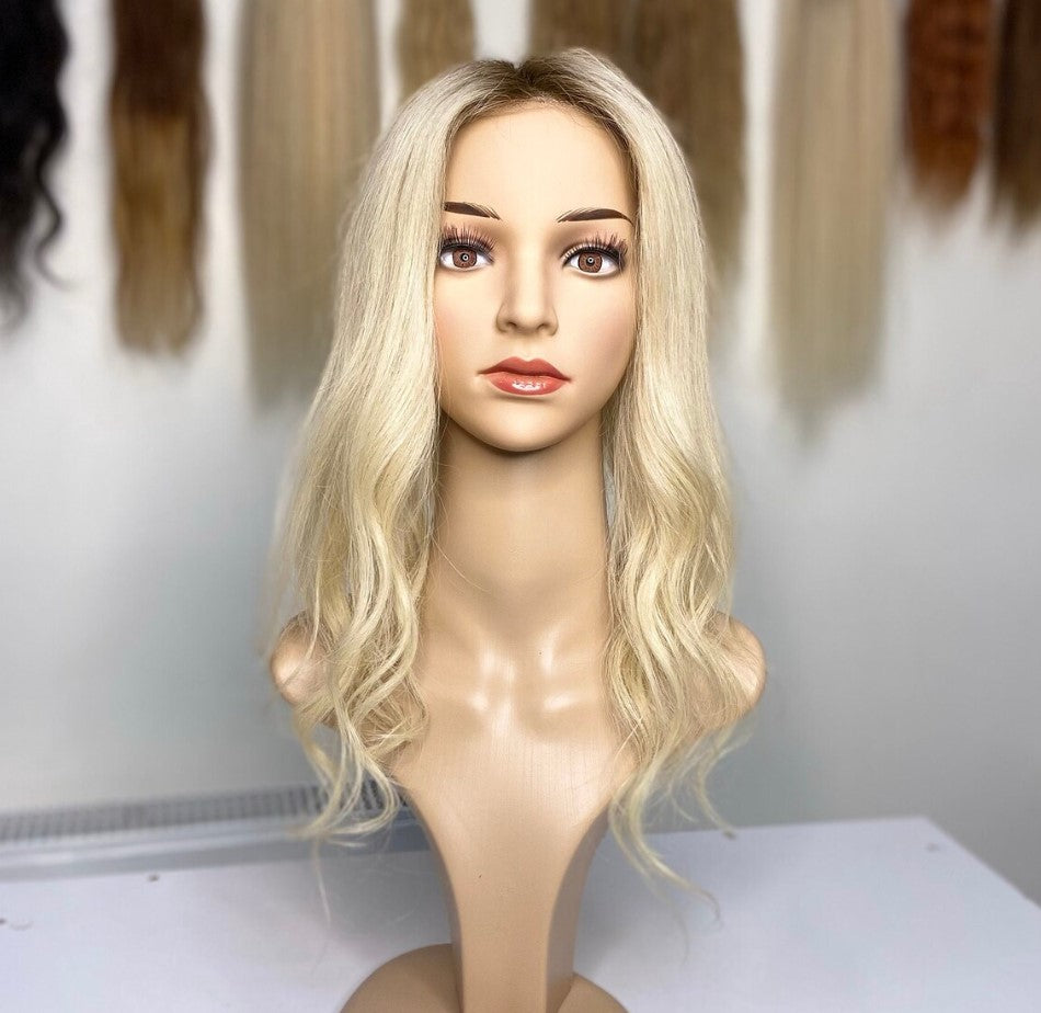 Luxury Human Hair Lace Base Topper, Blonde Ombre,No Slip Silicone, Alopecia, Premium Human Hair, Virgin Handmade Topper, HairLoss, Fake Scalp,Free Part