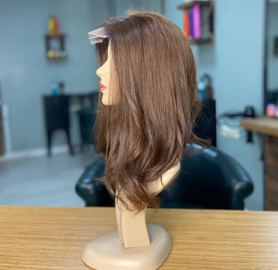 Luxury Human Hair Lace Base Topper, Brown,No Slip Silicone, Alopecia, Premium Human Hair, Virgin Handmade Topper, HairLoss, Fake Scalp,Free Part