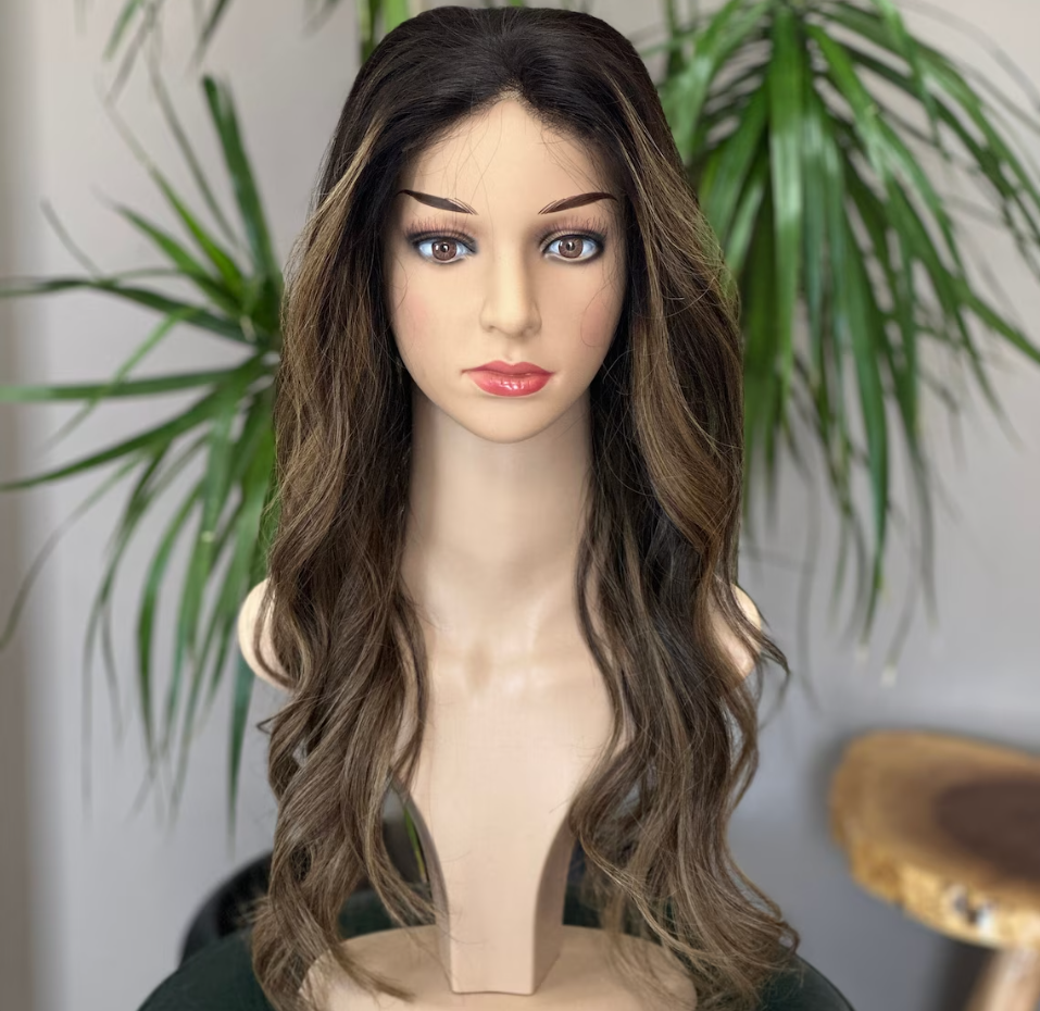 Luxury Human Hair Lace Base Topper, Dark Brown,No Slip Silicone, Alopecia, Premium Human Hair, Virgin Handmade Topper, HairLoss, Fake Scalp,Free Part