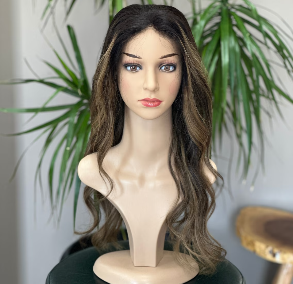 Luxury Human Hair Lace Base Topper, Dark Brown,No Slip Silicone, Alopecia, Premium Human Hair, Virgin Handmade Topper, HairLoss, Fake Scalp,Free Part