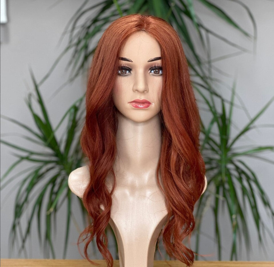 Luxury Human Hair Lace Base Topper,Copper,No Slip Silicone, Alopecia,  Premium Human Hair, Virgin Handmade Topper, HairLoss, Fake Scalp,Free Part