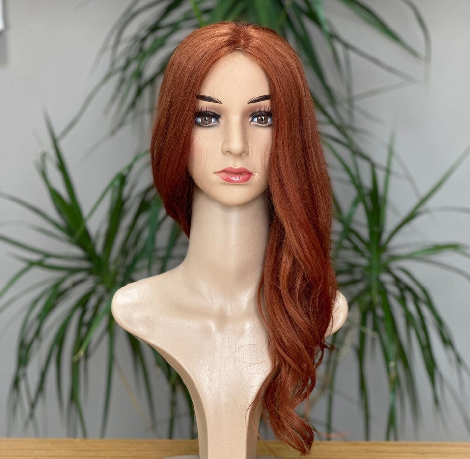 Luxury Human Hair Lace Base Topper,Copper,No Slip Silicone, Alopecia,  Premium Human Hair, Virgin Handmade Topper, HairLoss, Fake Scalp,Free Part