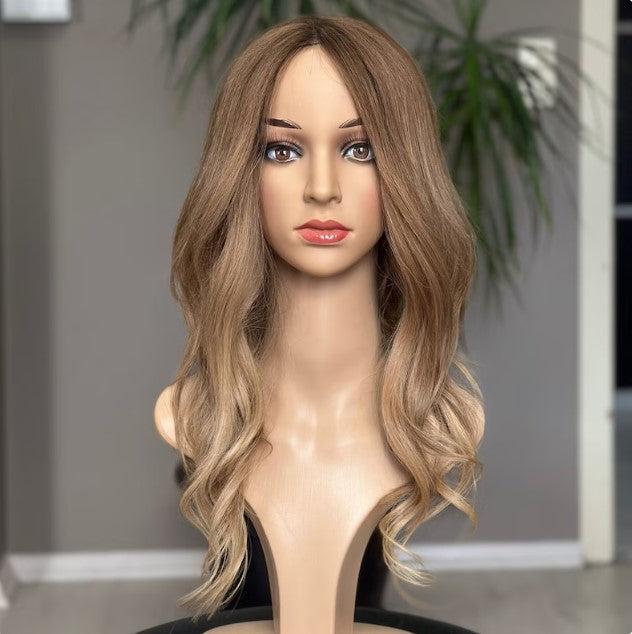 Luxury Human Hair Lace Base Topper, Golden Blonde,No Slip Silicone, Alopecia, Premium Human Hair, Virgin Handmade Topper, HairLoss, Fake Scalp,Free Part