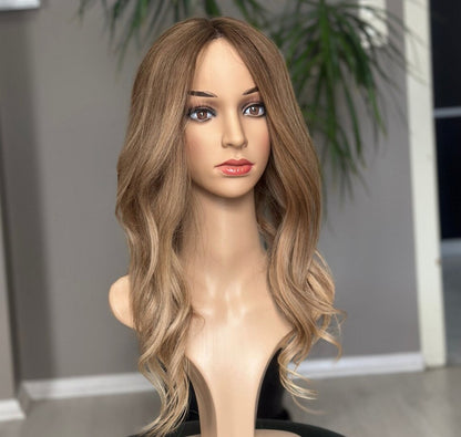 Luxury Human Hair Lace Base Topper, Golden Blonde,No Slip Silicone, Alopecia, Premium Human Hair, Virgin Handmade Topper, HairLoss, Fake Scalp,Free Part