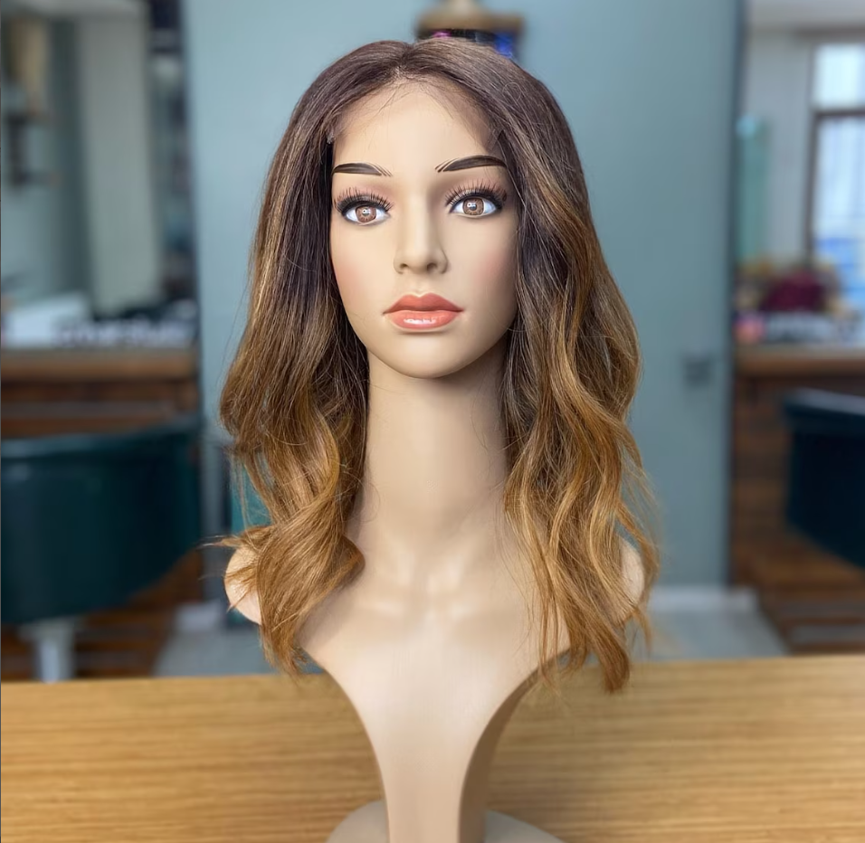 Luxury Human Hair Lace Base Topper, Light Caramel Blonde,No Slip Silicone, Alopecia, Premium Human Hair, Virgin Handmade Topper, HairLoss, Fake Scalp,Free Part