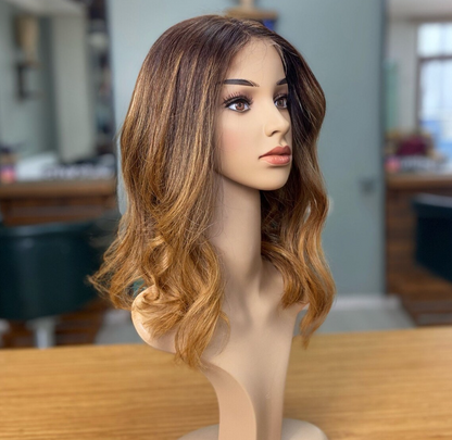 Luxury Human Hair Lace Base Topper, Light Caramel Blonde,No Slip Silicone, Alopecia, Premium Human Hair, Virgin Handmade Topper, HairLoss, Fake Scalp,Free Part