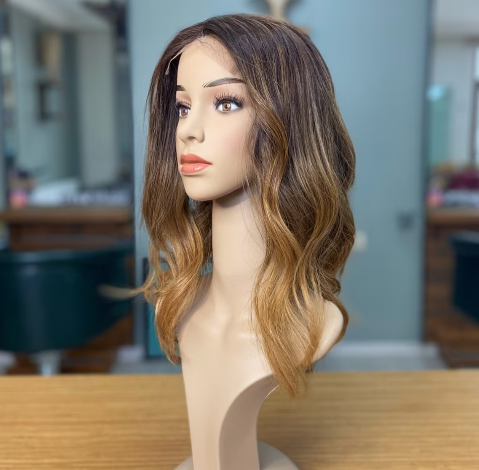 Luxury Human Hair Lace Base Topper, Light Caramel Blonde,No Slip Silicone, Alopecia, Premium Human Hair, Virgin Handmade Topper, HairLoss, Fake Scalp,Free Part